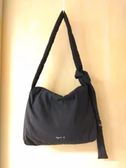 M24　agnes.b　アニエスベー【美品】ナイロンショルダートートバッグ　キルティング　ネイビー　大きめバック　軽量　ショルダー太めで楽に持てる　ユニセックス　カジュアルおしゃれ♪のサムネイル