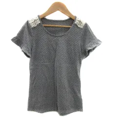 ペイトンプレイス PEYTON PLACE Tシャツ カットソー 半袖 ラウンドネック ドット柄 レース フリル M マルチカラー グレー /YS28のサムネイル