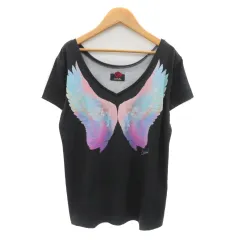ダチュラ DaTuRa Tシャツ カットソー 半袖 Vネック プリント F マルチカラー 黒 ブラック /YK24のサムネイル
