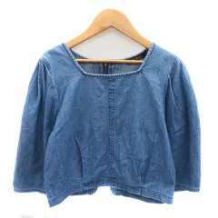 ダブルクローゼット w closet カットソー 七分袖 スクエアネック ダンガリー F 青 ブルー /YK19のサムネイル
