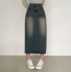 ロングデニムスカート ブラックデニム 올려요のサムネイル