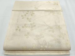 袋帯 唐草花文様 アイボリー ベージュ - メルカリ