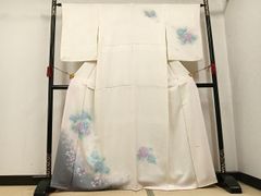 付け下げ訪問着 仮絵羽 未仕立て 銀彩 手描き ストーン 龍 正絹 X520 