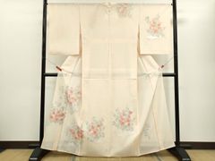 未使用 170cm 夏着物 絽 桜色 LLサイズ 正絹付け下げ訪問着 b549