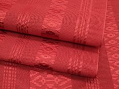 本場筑前博多織 紗八寸名古屋帯 夏帯 赤 花唐草柄 正絹 新品 未仕立て