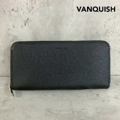 VANQUISH ヴァンキッシュ 長財布 ラウンドファスナー ブラック 黒 シボ加工 レザー調 メンズ レディース ユニセックス 財布 ウォレット 大容量 シンプル カジュアル ビジネス 人気 ★ ■■のサムネイル