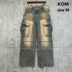 .KOM デニム カーゴパンツ M フリンジ ダメージ加工 ワイドパンツ ストリート系 メンズ レディース ユニセックス ジーンズ ワイド デニムパンツ 韓国ファッション カジュアル ワイドシルエット ヴィンテージ風 ストリート y2k ★ ■■のサムネイル