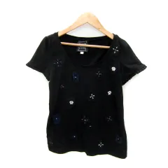 シンシアローリー CYNTHIA ROWLEY Tシャツ カットソー 半袖 ラウンドネック 花柄モチーフ 2 黒 ブラック /SY14のサムネイル