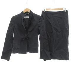 マックスマーラ MAX MARA 白タグ スーツ ジャケット スカート セットアップ シルク混 36 グレー ストライプ柄 ノーカラー /SX ■GY74のサムネイル