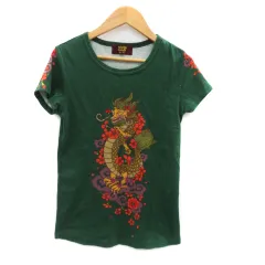 マッシュマニア MASH MANIA Tシャツ カットソー クルーネック 半袖 龍柄 マルチカラー 緑 グリーン /HO34のサムネイル
