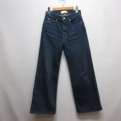 トゥ エ モン トレゾア Tu es mon TRESOR 美品 The Amber Jean ストレッチ バギー ワイド デニム パンツ ジーンズ 25 インディゴ ジッパーフライのサムネイル
