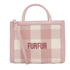 ファーファー furfur 美品 ハンドバッグ ショルダー 2WAY ピンク チェック柄 ロゴ刺繍 /TZ ■GY12のサムネイル