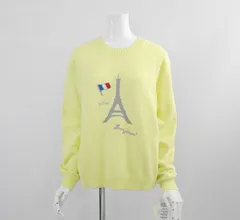 未使用* CARA O CRUZ レリアン ◆ エッフェル塔 クルーネック セーター イエロー サイズ11 ニット Leilian キャラ オ クルス ◆G051のサムネイル