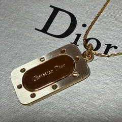 Christian Dior クリスチャンディオール ネックレス ゴールド プレート ロゴ チャーム ヴィンテージ A10