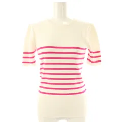 ボーダーズアットバルコニー BORDERS at BALCONY 25SS SUMMER RAYON KNIT サマーニット セーター 半袖 36 ピンク ホワイト /ES ■OSのサムネイル