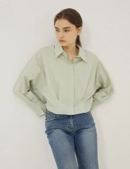 Spick&Span ガーメントダイカシュクールシャツ ミントグリーン 2WAY