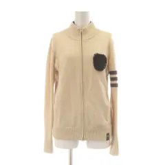 ダブルスタンダードクロージング ダブスタ DOUBLE STANDARD CLOTHING ジップアップ ニットジャケット 38 ベージュ 長袖 スタンドカラー ハイネック ビーズワッペン /AUのサムネイル