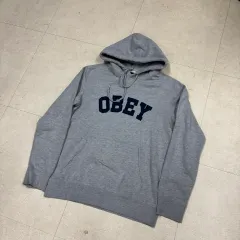 オベイ BIG Spellout グレー フードTシャツのサムネイル