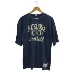 【中古】80s Champion トリコタグ後期 フットボールTee サイズXL ブルー チャンピオン[17]