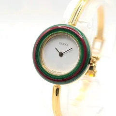 GUCCI Change the bezel 11/12 Watch Quartz Ladies White dial Bangle Y2K グッチ チェンジザベゼル 時計 クオーツ レディース ラウンド ゴールド ヴィンテージ バングルウォッチ 稼働品のサムネイル