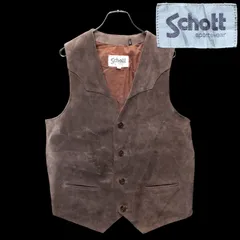 Schott スエード レザーベスト ウエスタン ブラウン サンフェード Mサイズ 90s 80s 70s 茶タグ ショット ランチウェア カウボーイ ジレ ビンテージ ヴィンテージのサムネイル