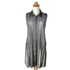 ISSEY MIYAKE イッセイミヤケ PLEATS PLEASE ノースリーブワンピース PP11-JT617 グレー×ライトグレー サイズ 3 レディースのサムネイル