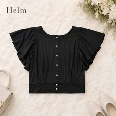 Helm♡夏 2WAY フレアスリーブ トップス♡ブラウス ブラック L