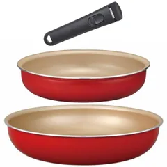 エバークック フライパンセット 3点セット EIST3RD【フライパン 20cm 26cm ハンドル】 着脱式 IH対応/ガス対応/全熱源対応 レッド ドウシシャ evercook のサムネイル