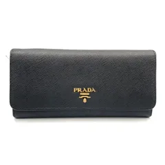 PRADA SAFFIANO METAL 二つ折り長財布 サフィアーノレザー ブラック ゴールド 1MH132