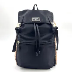 【新着】BURBERRY ロゴプレート サイドノバチェック柄 レザー、ナイロン ブラック、ベージュ バックパック シルバーのサムネイル