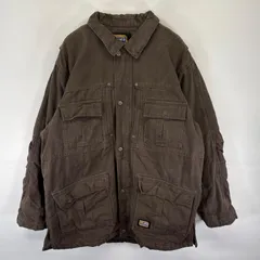 古着 ビッグスミス Big Smith ダック ジャケット フルジップ ワーク カバーオール 大きいサイズ ワンポイント XL  ブラウン系 メンズ