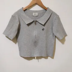 【AS KNOW AS pIus】 アズノゥアズプラス　半袖　ニットラメ入り　ダブルジップ　サイズ　F  カラー　グレー系のサムネイル