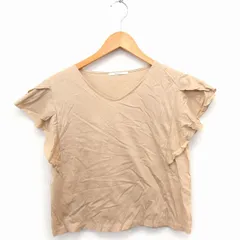 ラボラトリーワーク laboratory work カットソー Tシャツ フリル Vネック 半袖 無地 コットン 綿 M ベージュ /FT35のサムネイル