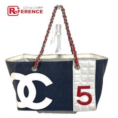 CHANEL 샤넬 숄더백 로고 CC 코코 마크 가죽 / 캔버스 네이비