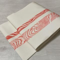 A 夏物 絽綴 のりちらし模様 銀糸 太鼓 正絹 薄物 絽 紗 名古屋帯 