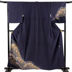 訪問着 身丈171 裄71 辻ヶ花 藤の花 斜線地紋 着物 061b - メルカリ
