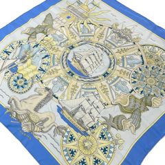 ☘️美品☘️ HERMES カレ90 海の仲間たち ライトブルー エルメス 