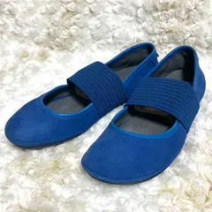 CAMPER Right Nina フラットパンプス ゴムストラップ付き レザー製 バレエシューズ ブルー 38サイズのサムネイル