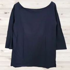 B1808 ナノユニバース NANO UNIVERSE Tシャツ 五分袖 七分袖 カットソー(38 M相当) ブラック／黒系 無地 シンプル ミニマル ノームコア 着回し ボートネック