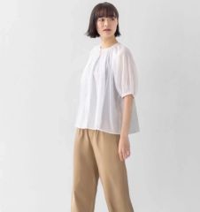 一回着○yori ヨリ○パフスリーブ ペプラム フリル カットソー36○S
