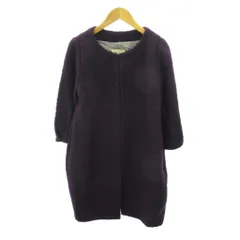 スピック＆スパン ノーブル Spick&Span Noble ノーカラーコート ウール モヘヤ混 七分袖 ミドル丈 36 紫 パープル 0910 ■YHS3のサムネイル
