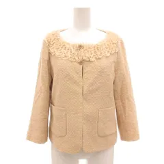 アナトリエ ANATELIER 美品 ノーカラージャケット ツイード ビジューボタン 36 ベージュ フリル /YJ ■YHS13のサムネイル
