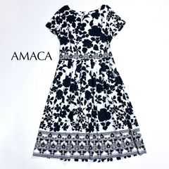 ◇極美品◇3万◇アマカ◇ブロック幾何学プリントワンピース◇シフォン
