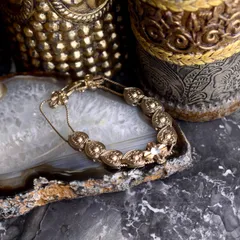 USA VINTAGE HEART DESIGN GOLD BRACELET/アメリカ古着ハートデザインゴールドブレスレットのサムネイル