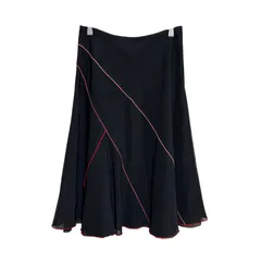 SONIA RYKIEL ソニアリキエル フレアスカート 40 ブラック シフォン アシンメトリー レディース ロングスカート フリル デザインスカート エレガント