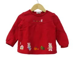 ミキハウス スウェット トレーナー トップス 長袖 アニマル柄 ベビー 女の子用 80サイズ レッド MIKIHOUSE 【中古】