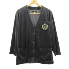 レリアン カーディガン ベロア Vネック 日本製 大きいサイズ レディース 13+サイズ ブラック Leilian 【中古】のサムネイル