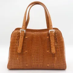 クロコダイル レザー トートバッグ ハンドバッグ 鞄 カバン レディース ブラウン CROCODILE 【中古】のサムネイル