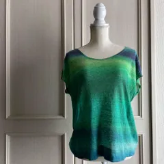 6 ヨーガンレール JURGEN LEHL グラデーション 緑 ブラウス シャツ トップス　レディース　blouse　shirt　Tops　ladies　お呼ばれ　デート　オフィスカジュアル　食事会のサムネイル