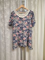 極美品✨定価1.4万❤️ ピンク 洗える ストライプ へムデザイン 
